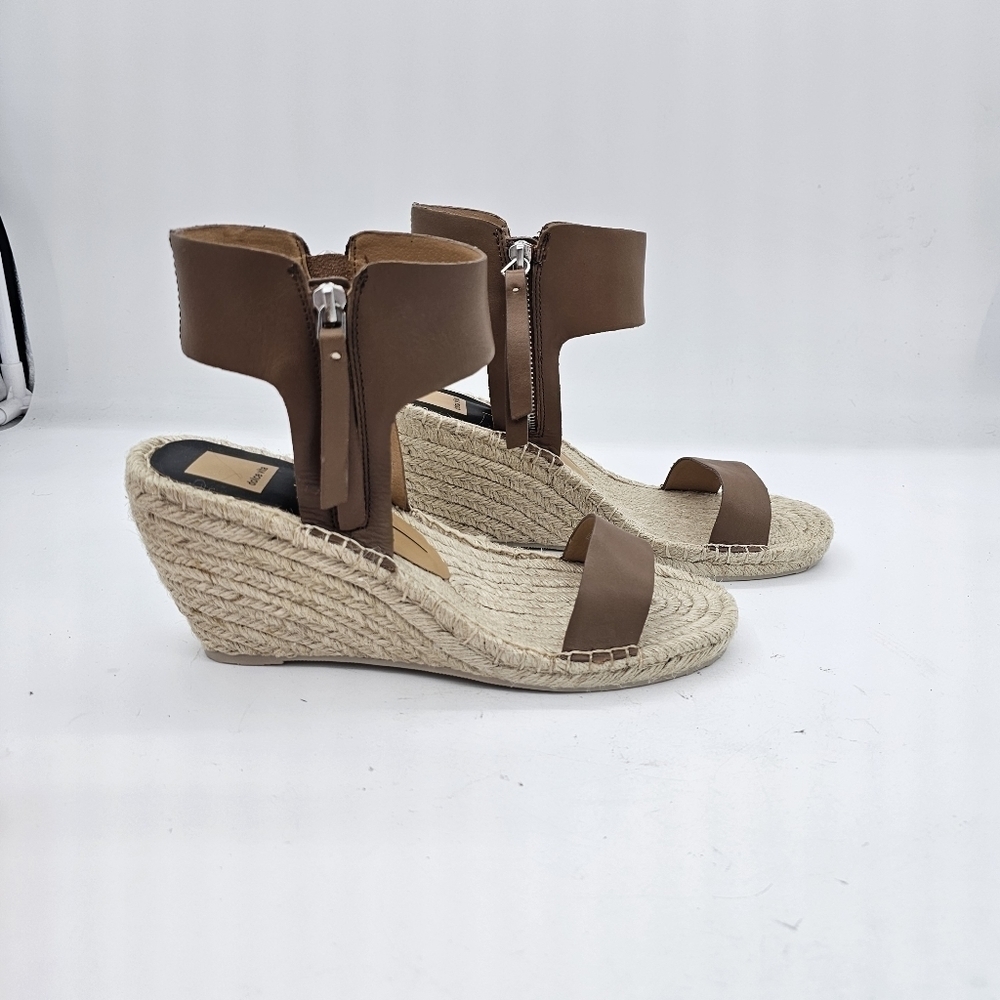 NEW Dolce Vita Gisele Caramel Leather Espadrille Wedge Sandal Shoes Size 9.5 - Picture 11 of 12